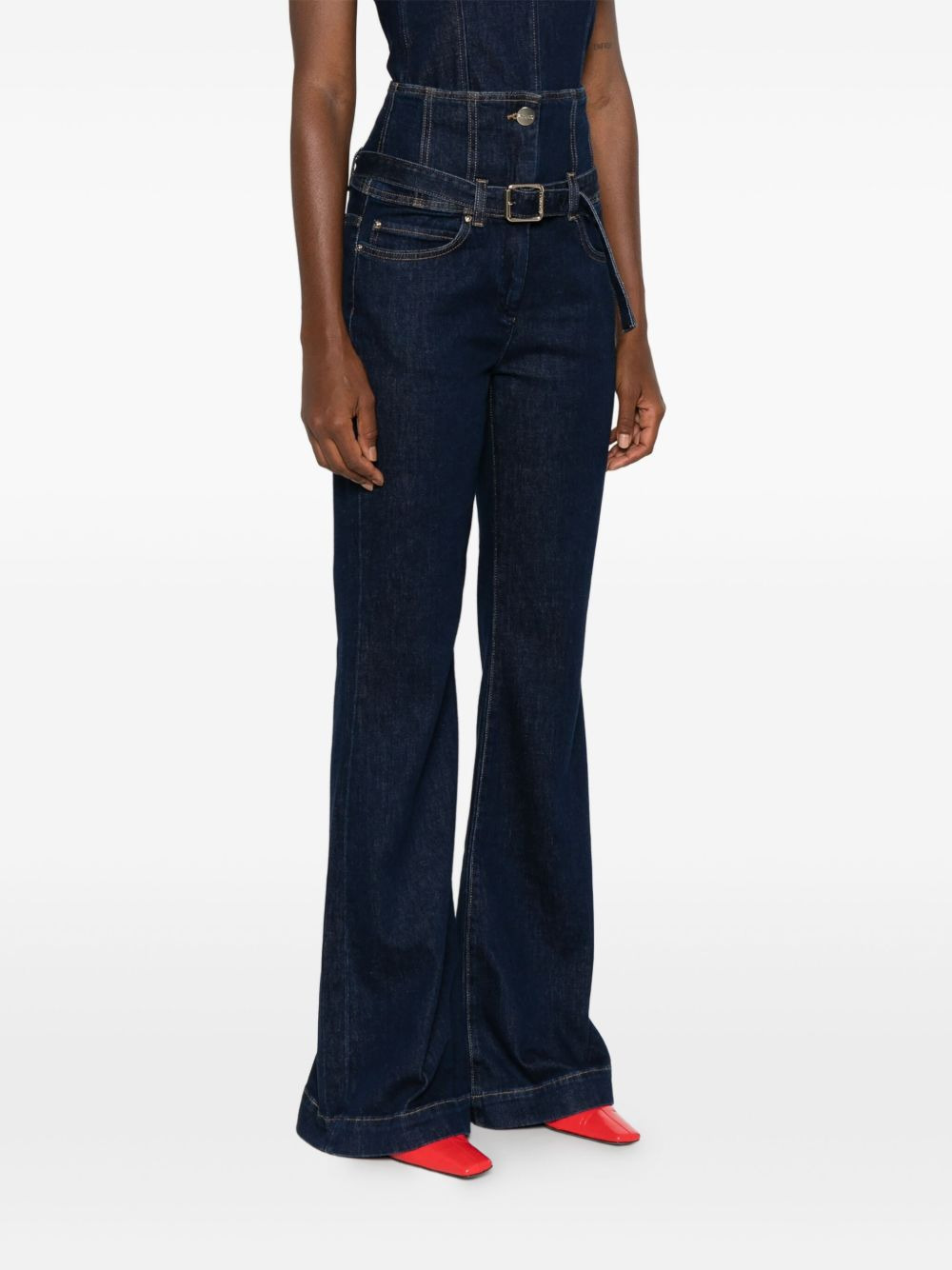 high-waisted belted jeans - 3