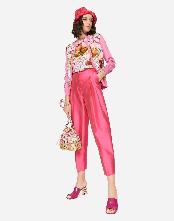 Sleeveless silk and twill sweater with arancini print - 5