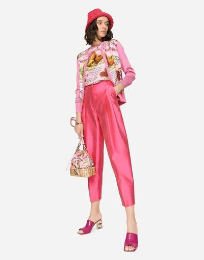 Dolce & Gabbana Sleeveless silk and twill sweater with arancini print outlook