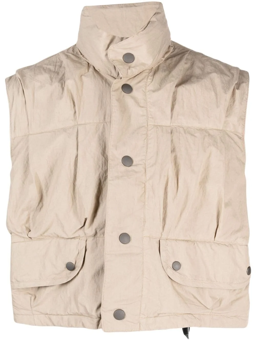 cropped poplin-texture gilet - 1