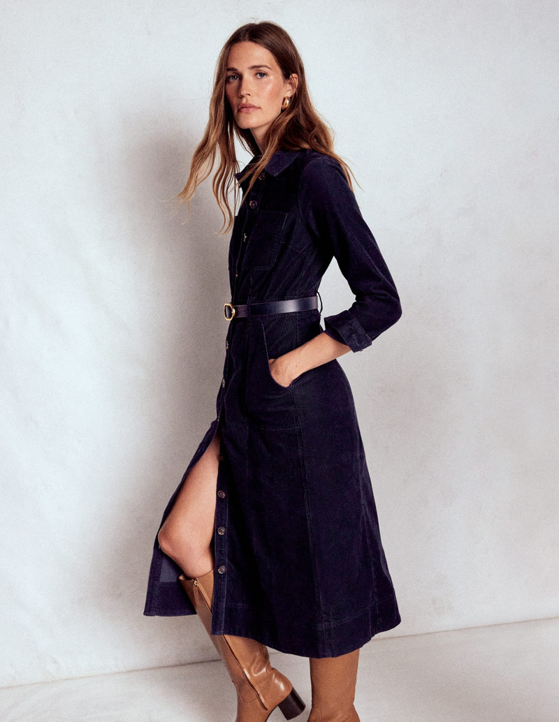 Amanda Cord Midi Dress-Navy 5