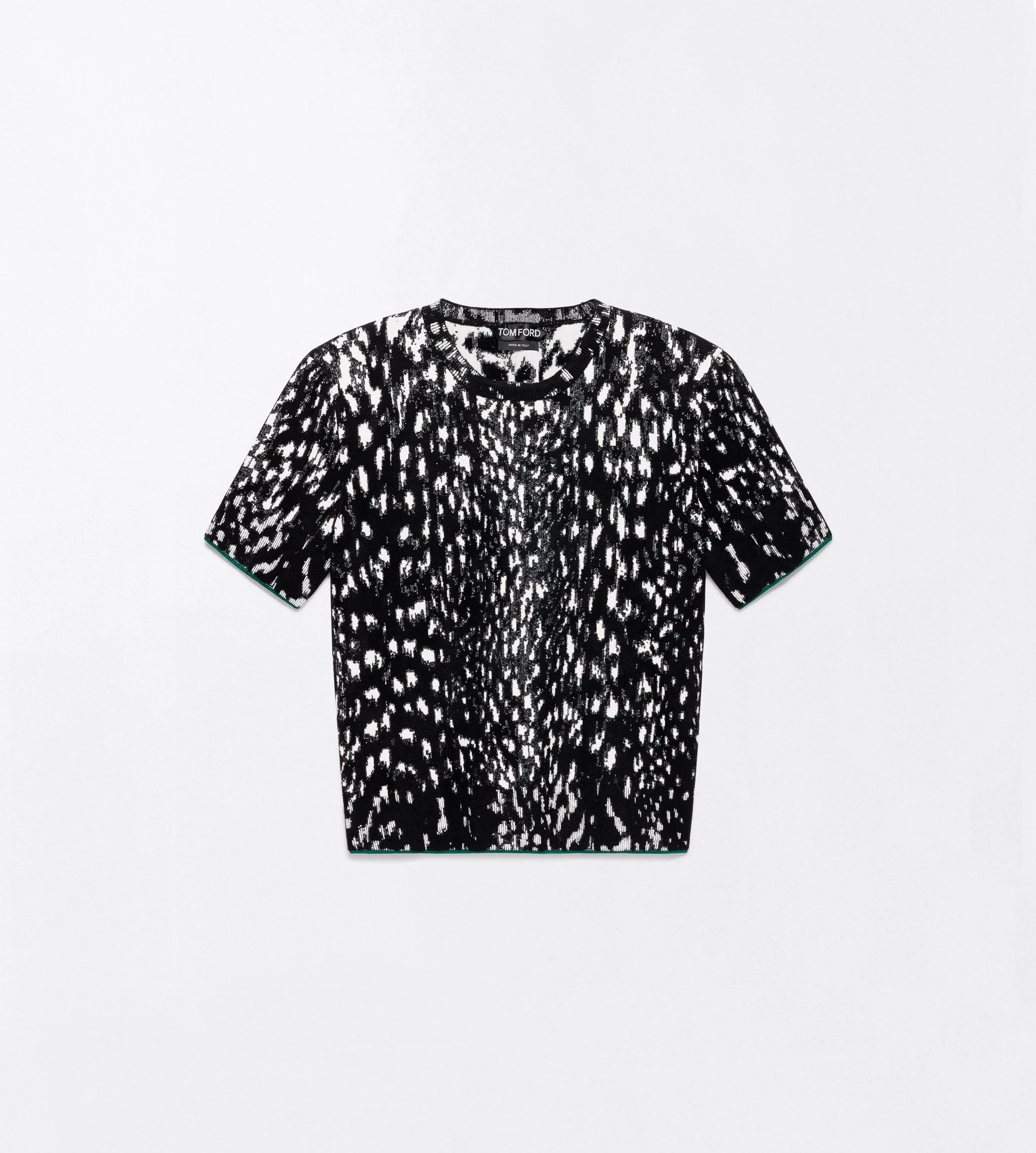 LYNX JACQUARD VELVET CREWNECK T-SHIRT - 1