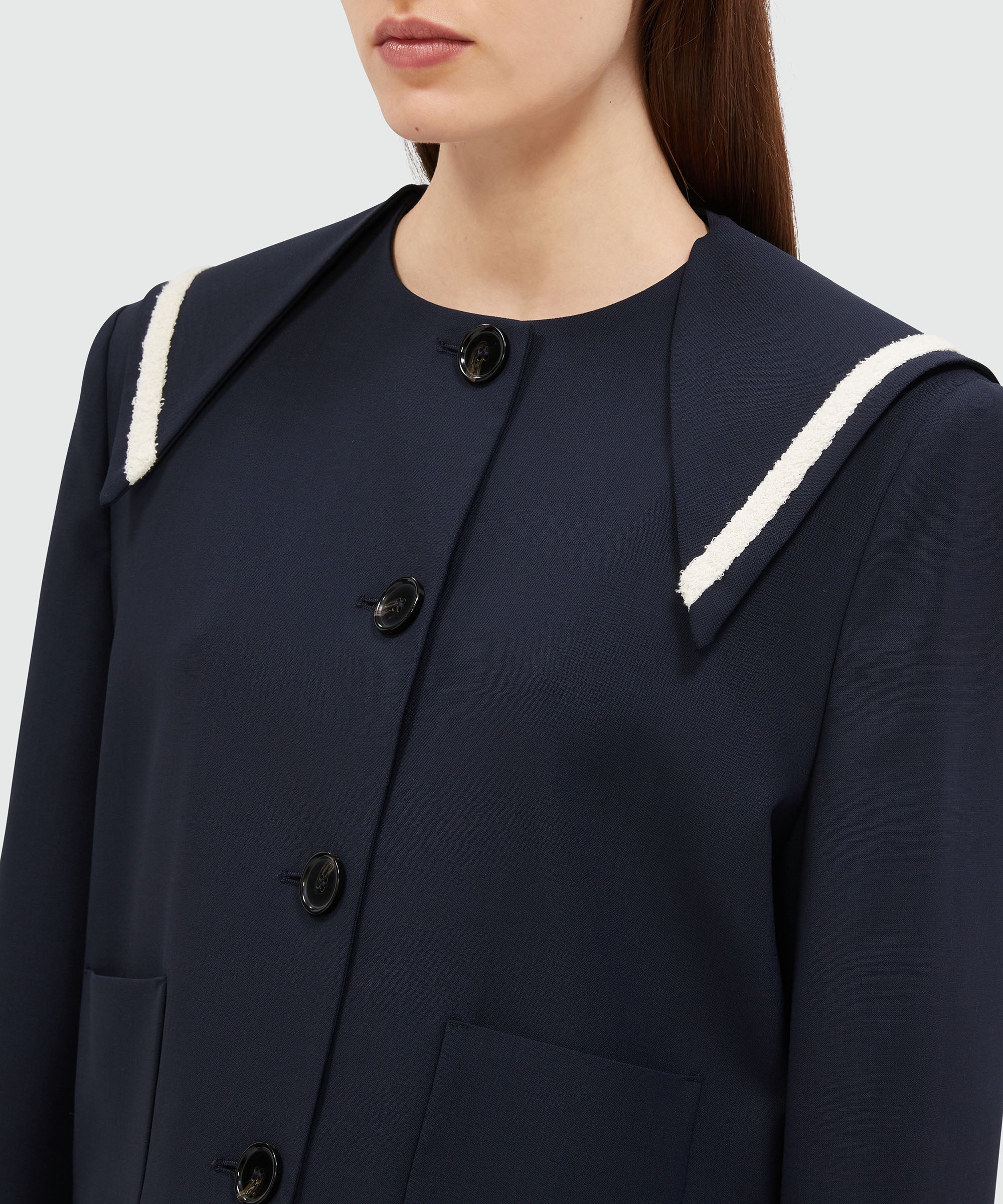 MSGM Tailoring navy blue cool wool peacoat - 5