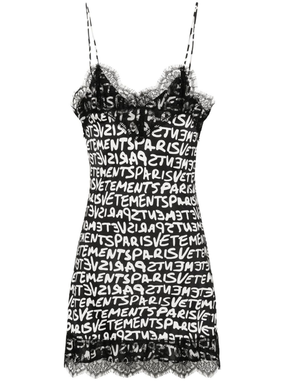 lace-detail logo-print dress - 1