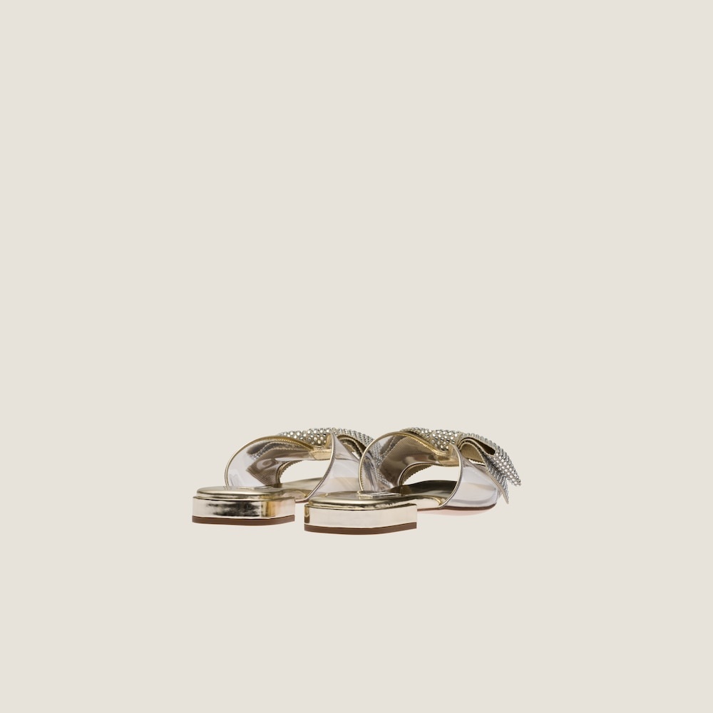 Vinyl and metallic leather sandals with crystals - 3