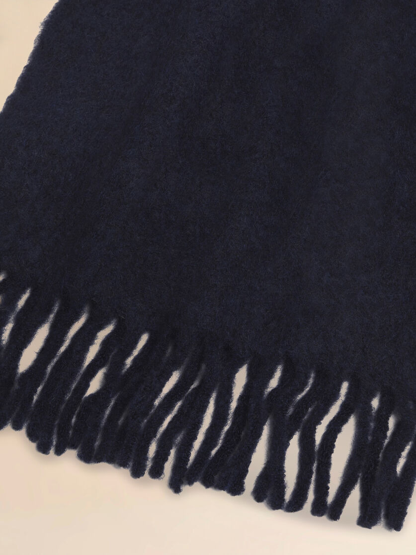 NAVY BRUSHED ALPACA SCARF WITH FRINGES - 4