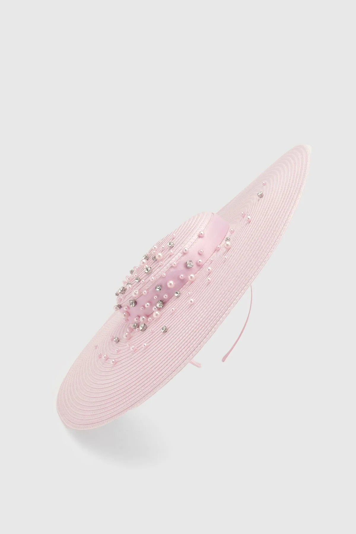 Scattered Pearl Detail Boater Style Fascinator - 1