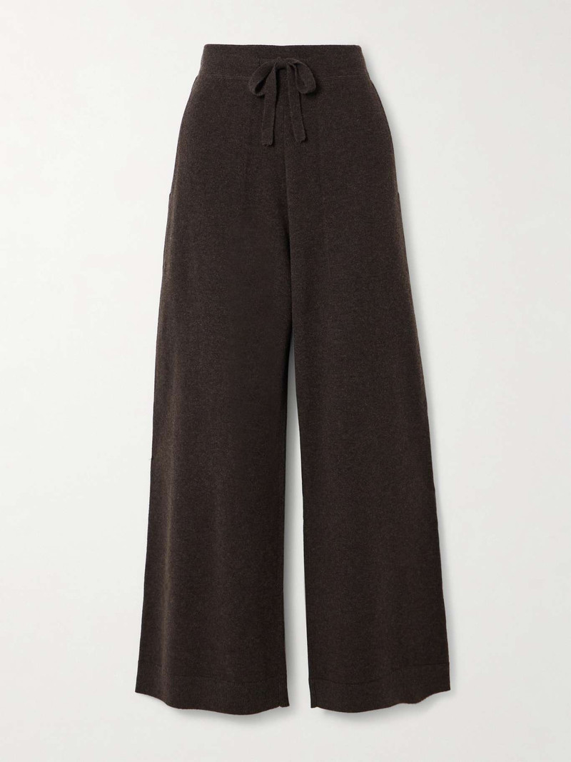 Suria organic cashmere wide-leg pants Dark brown 1