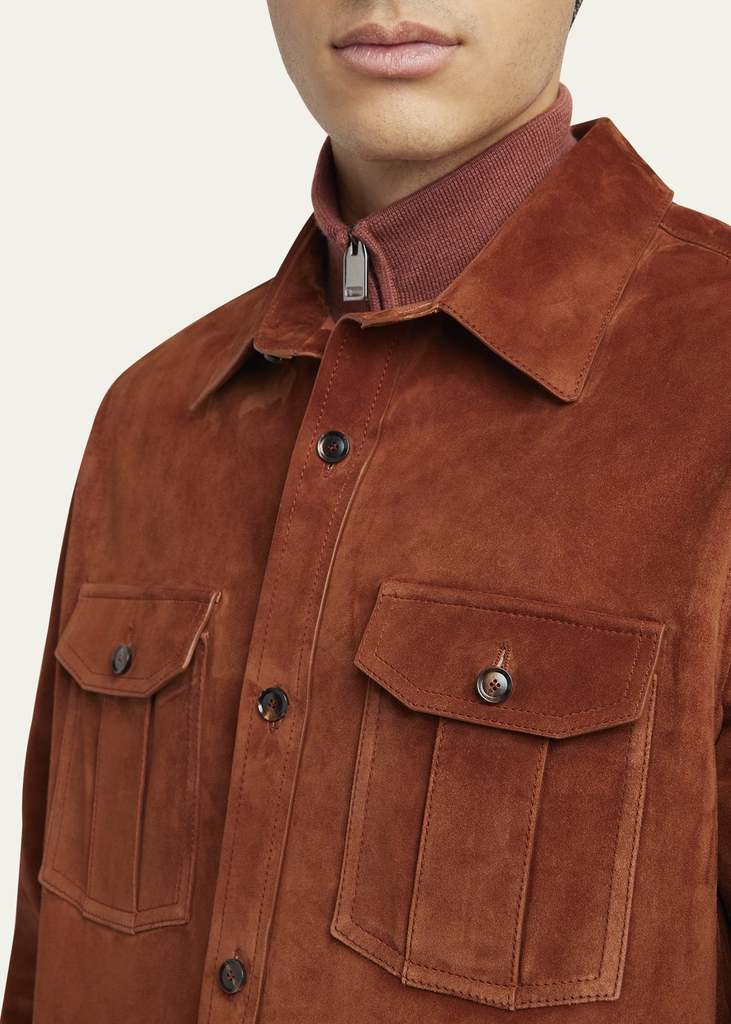 Men's Suede Double-Pocket Overshirt - 5