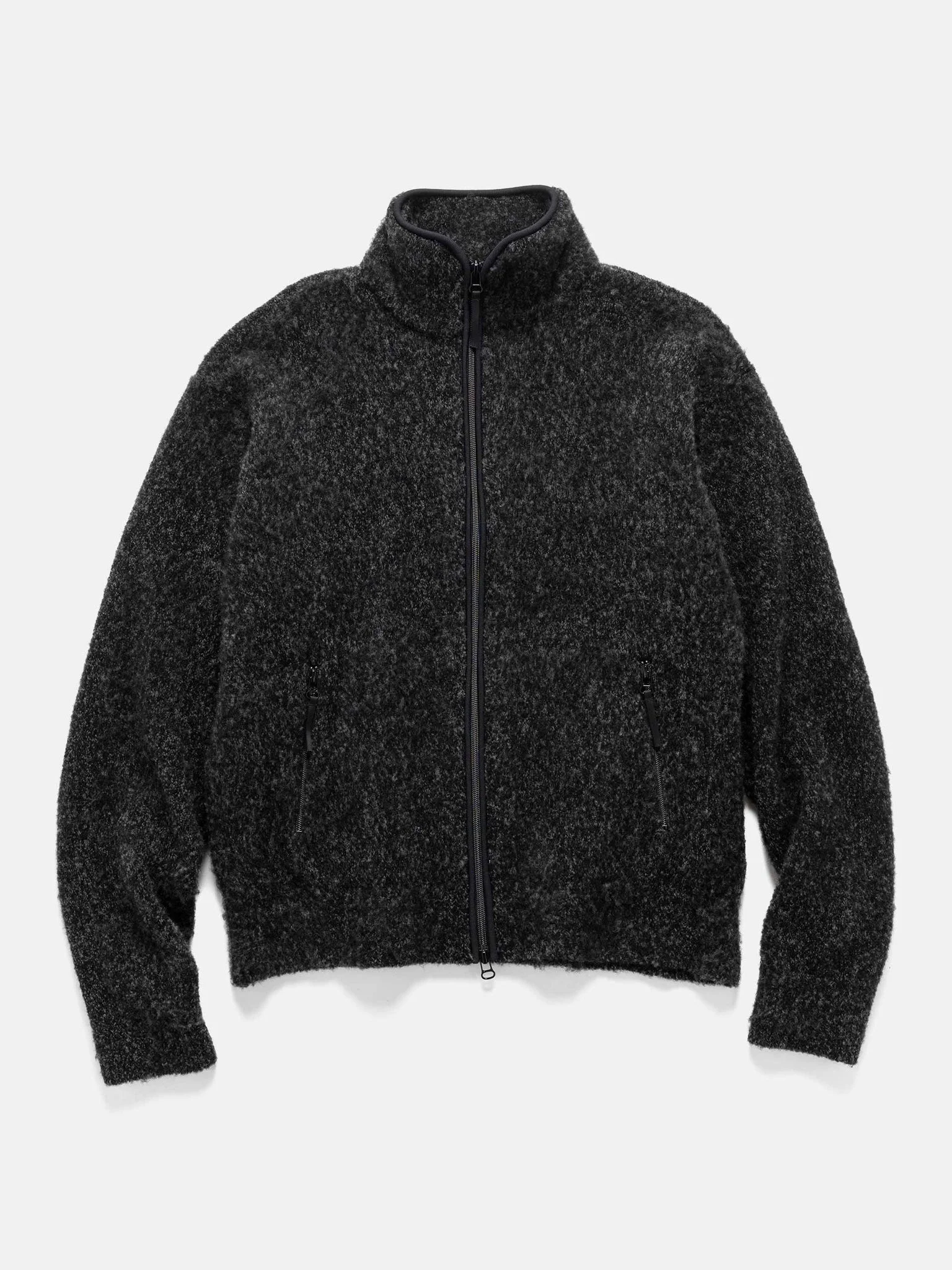 Boucle Knit Zip Jacket Charcoal - 1