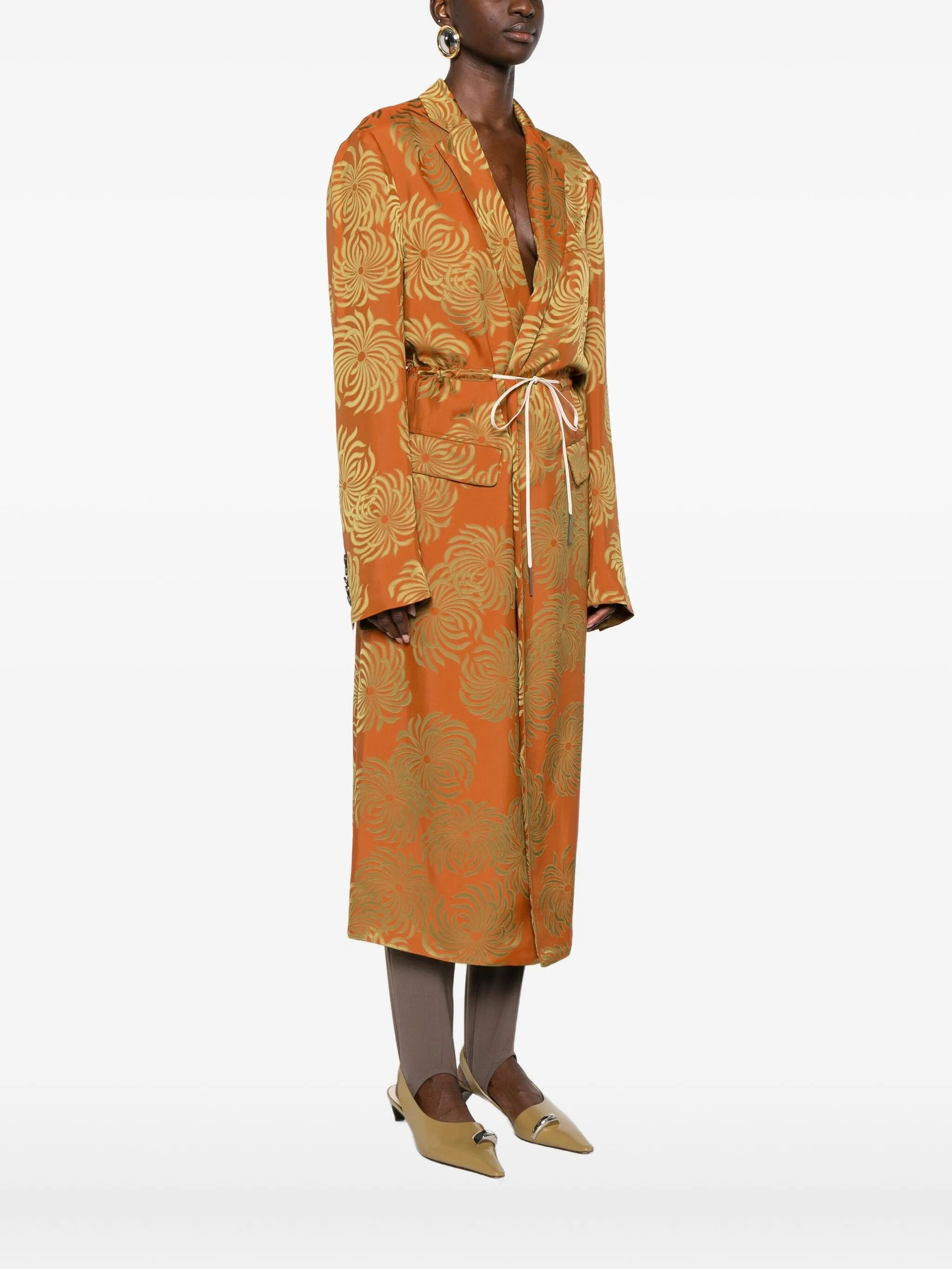 Dries Van Noten Drawstring-waist Patterned Coat - 2