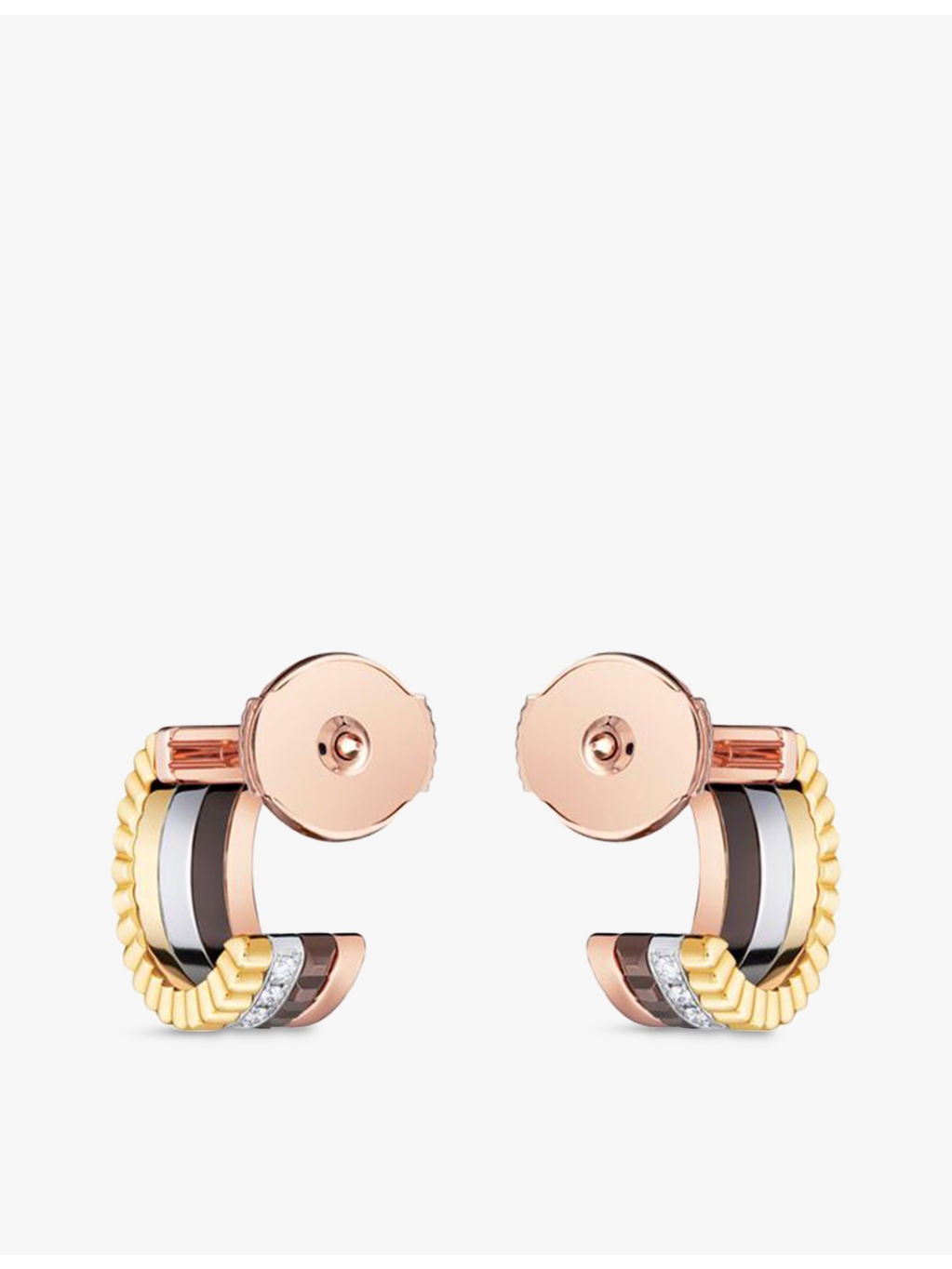 Quatre Classique Mini 18ct Yellow-Gold, White-Gold, Pink-Gold, PVD and 0.12 Diamond Hoop Earrings - 3