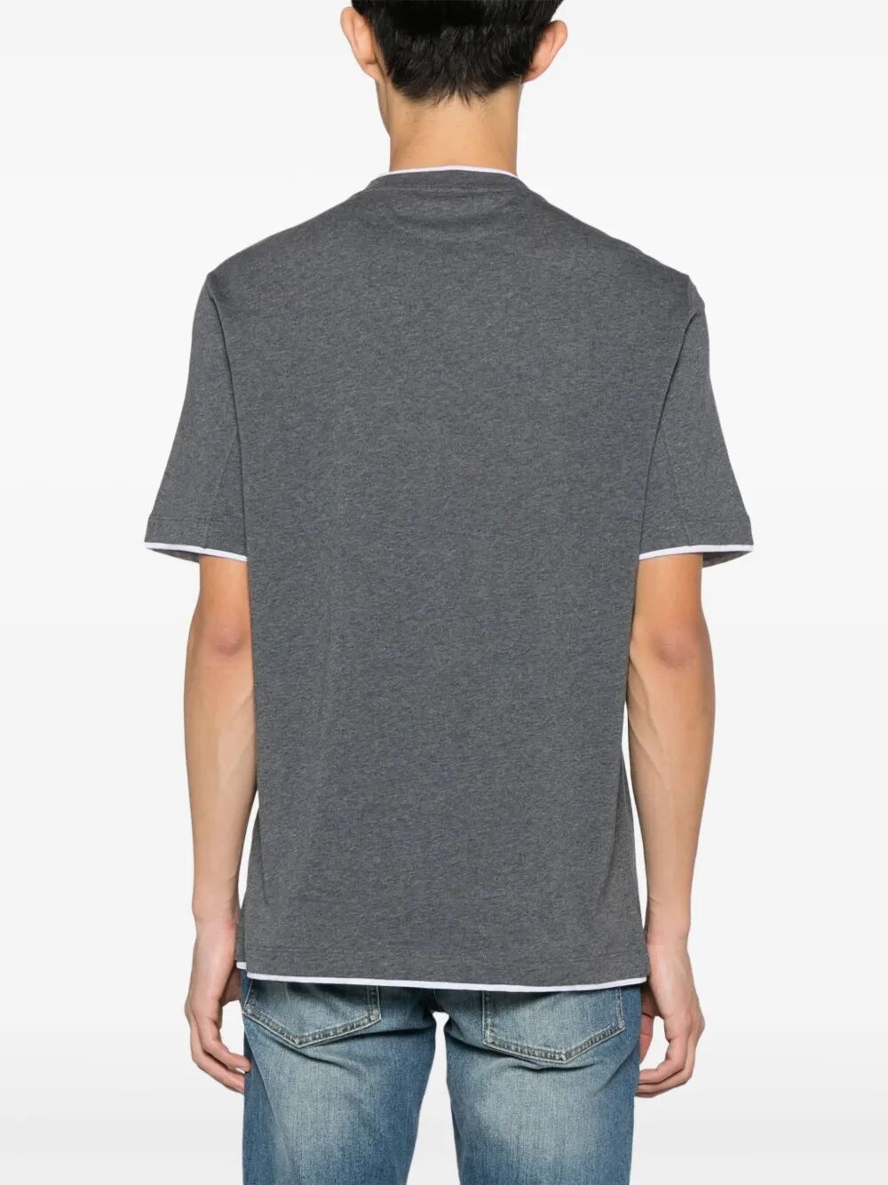 Cotton Jersey Crew Neck T-Shirt With Faux-Layering - 3