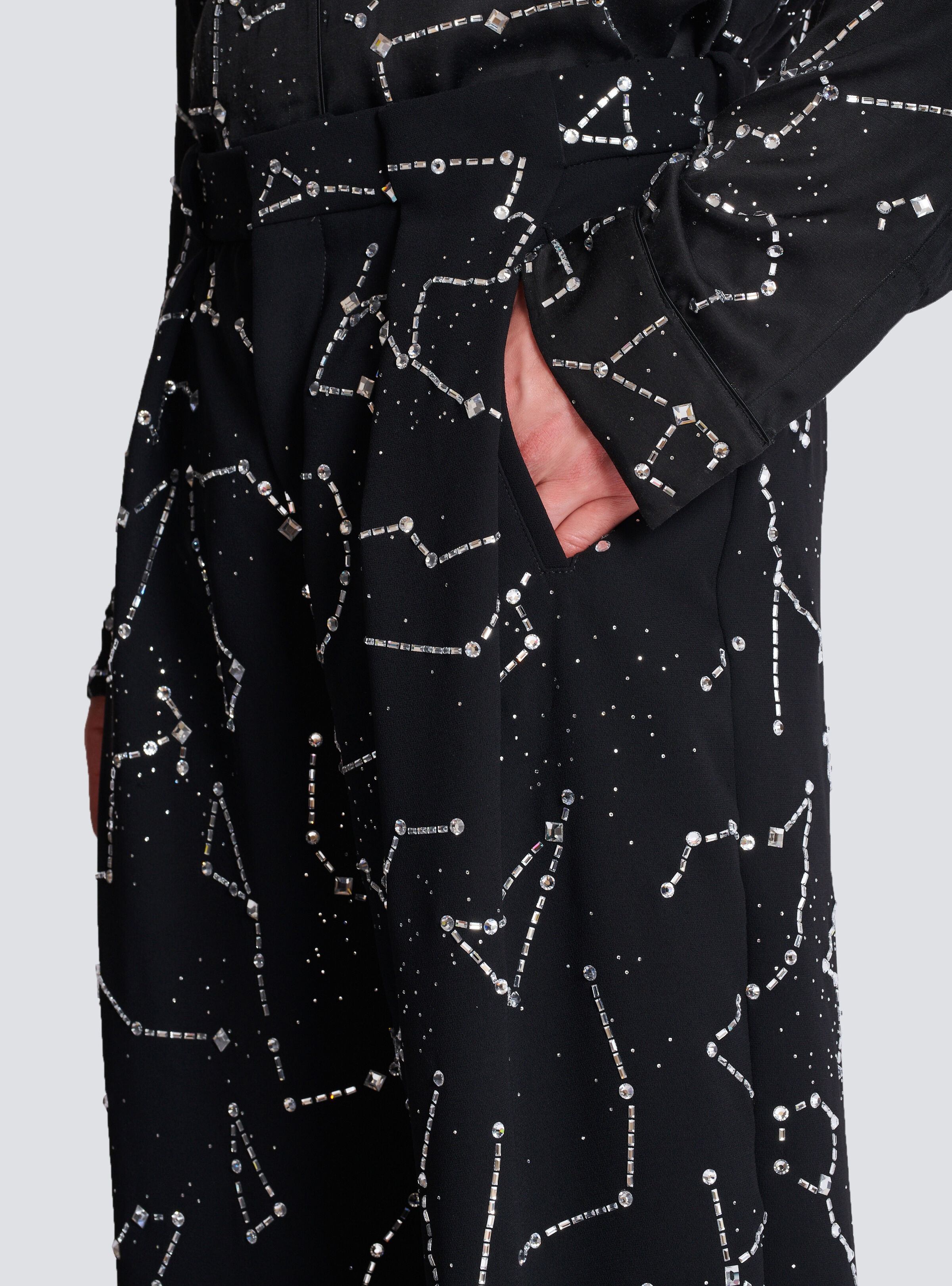 Crepe trousers with rhinestone Constellation motif - 7