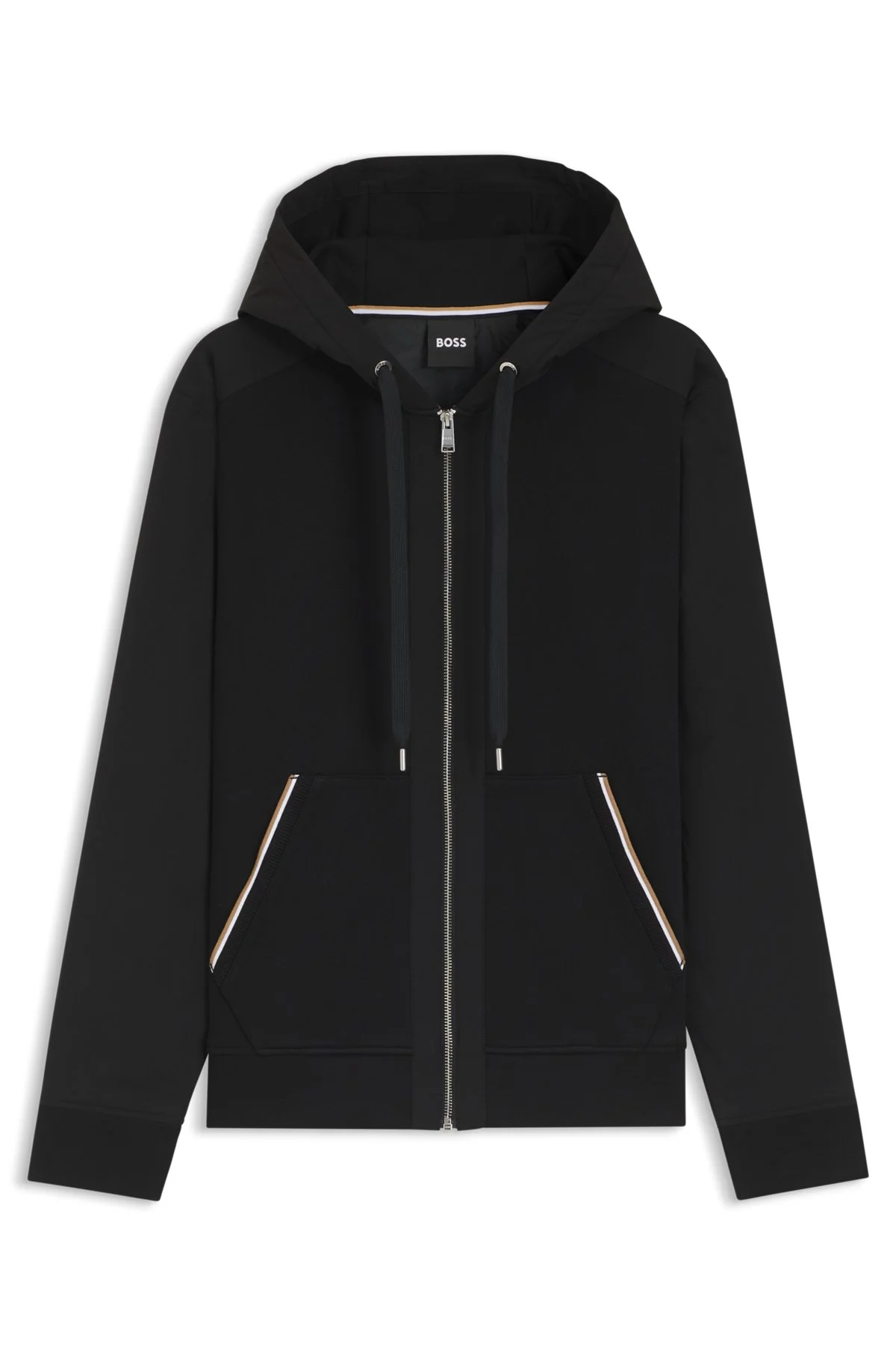 COTTON-TERRY ZIP-UP HOODIE WITH SIGNATURE-STRIPE TRIMS - 1