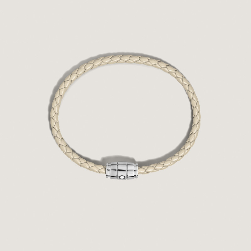 Bracelet Steel 3 Rings Meisterstück Collection in Cloudy Beige Leather, size 60 4