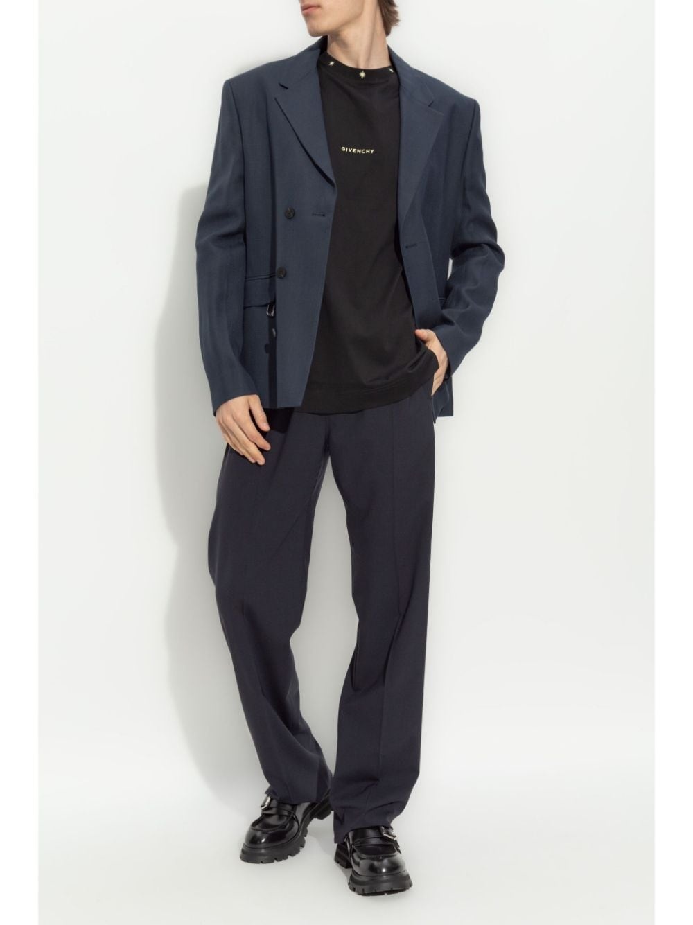 elasticated-waist straight-leg trousers - 2