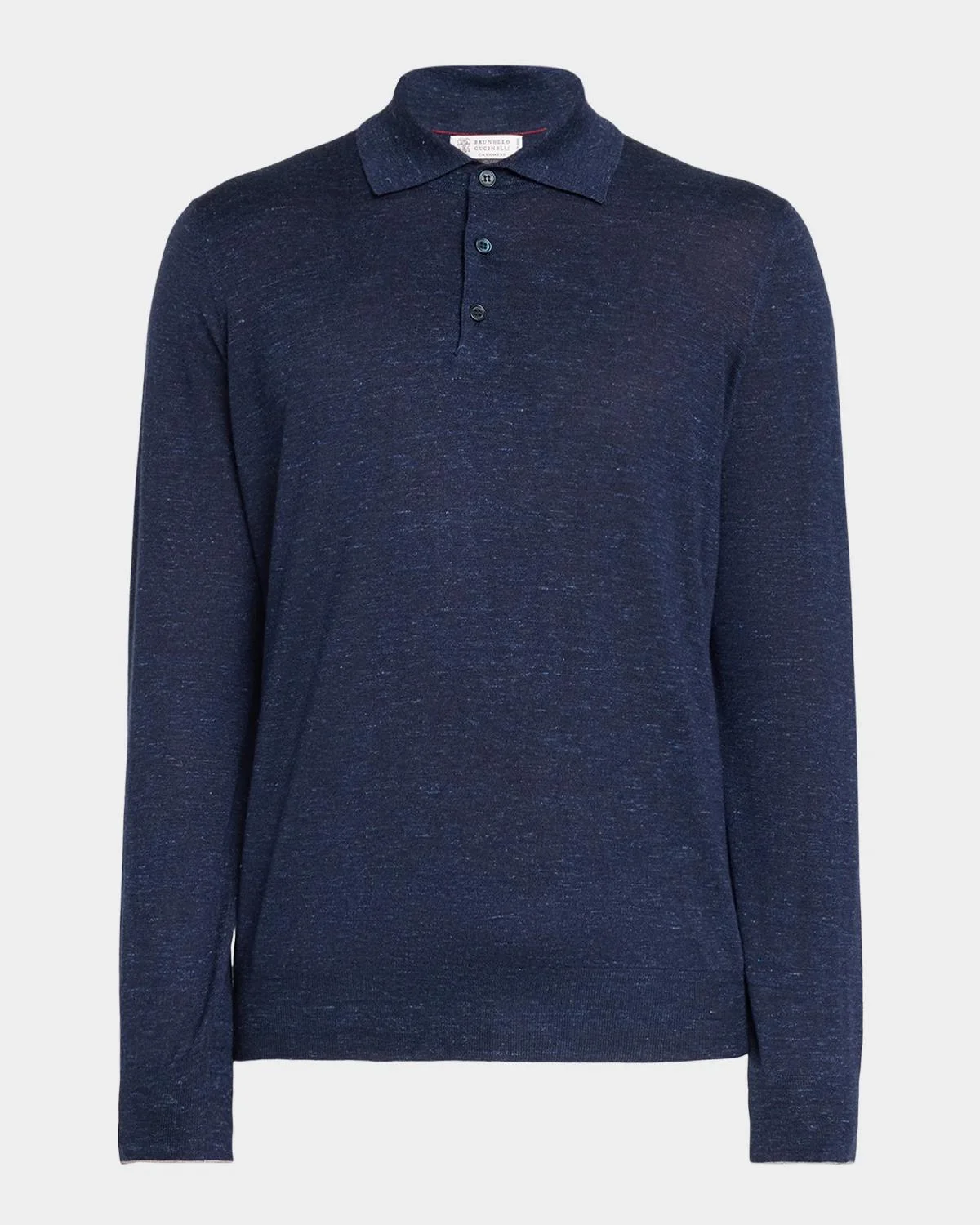 Men's Melange Cashmere-Blend Polo Sweater - 1