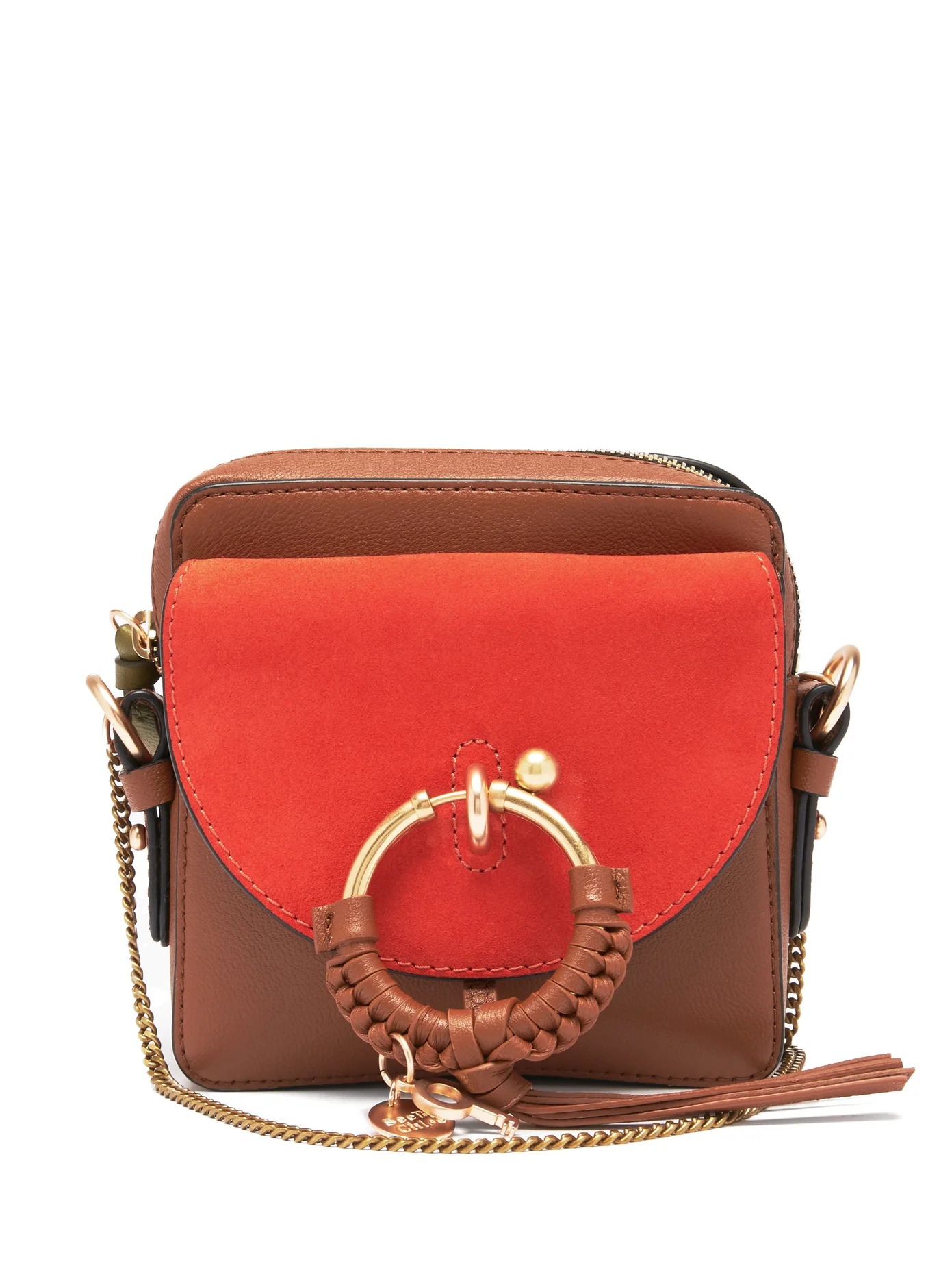 Joan mini leather and suede cross-body bag - 1