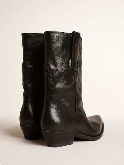 Golden Goose Low Wish Star boots in black leather with black star outlook