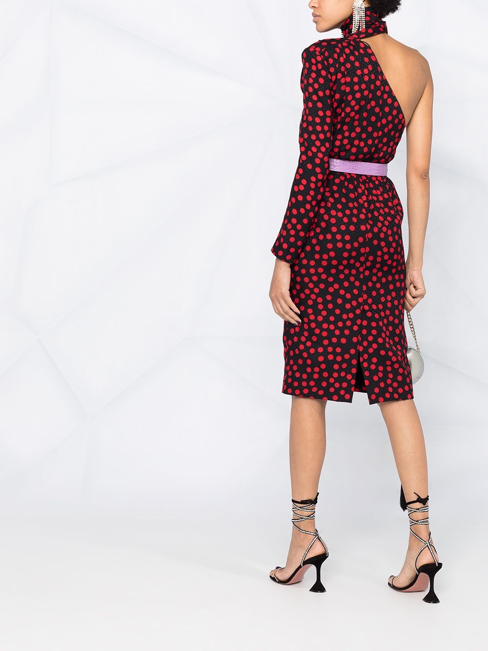 one-sleeve polka dot dress - 4