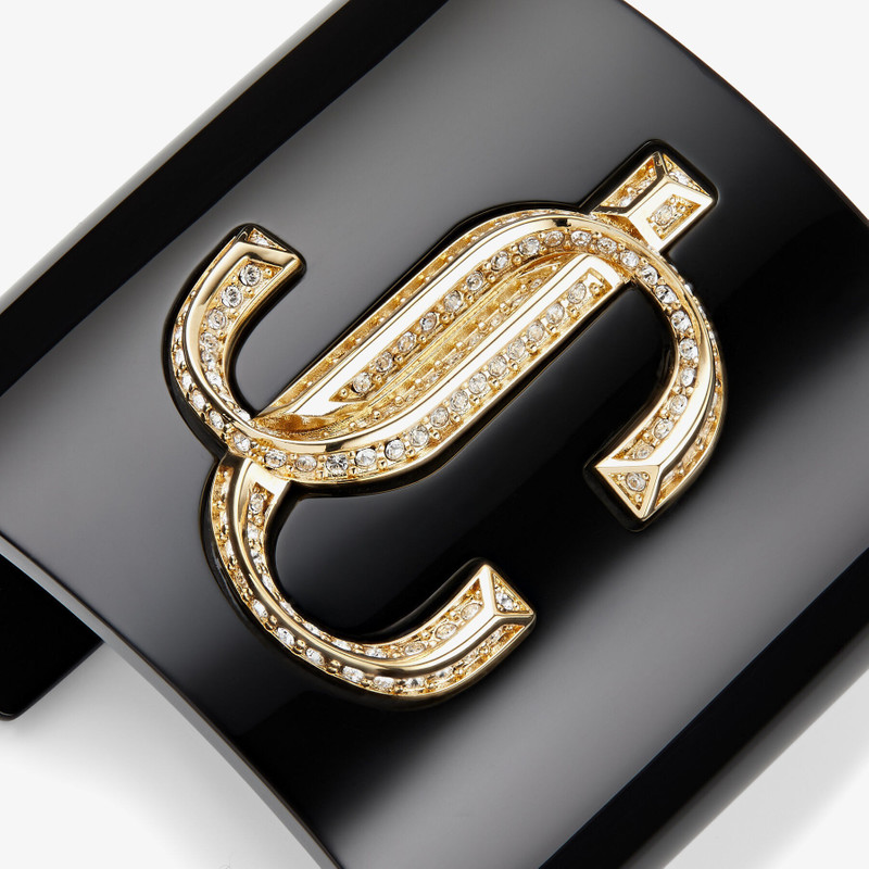 JC Cuff
Black Acrylic Cuff Bracelet with Crystal JC Emblem 5
