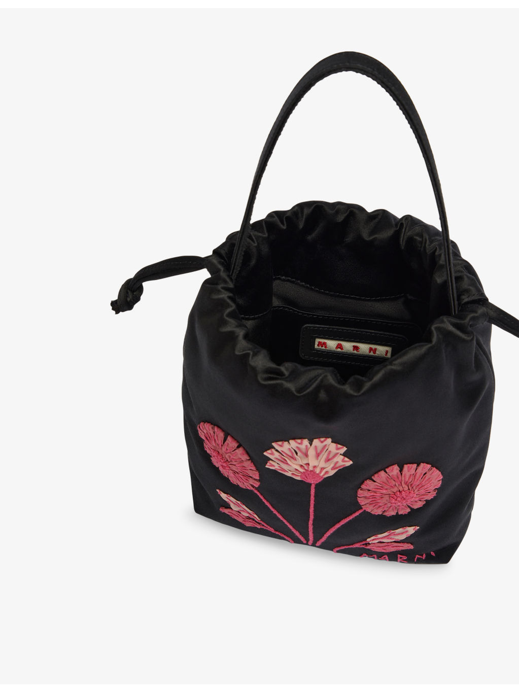 Floral-Embroidered Satin Handbag - 5