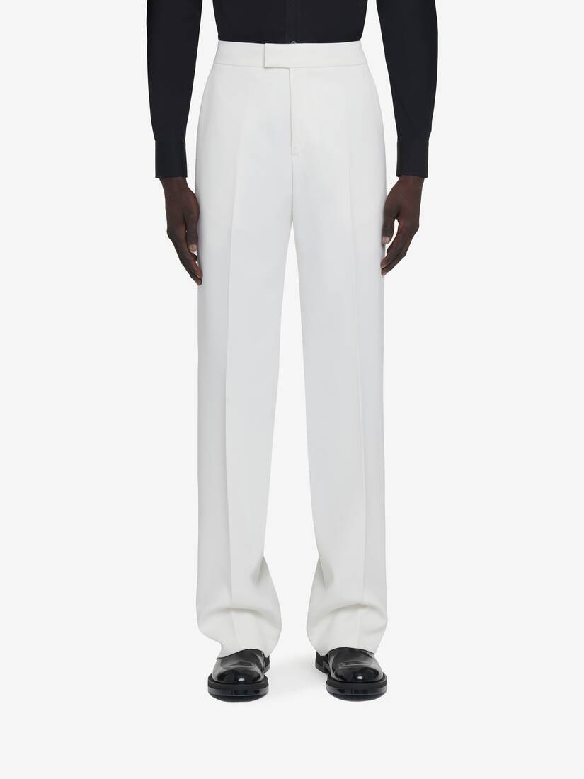 Men's Wide Leg Trousers in Soft White - 5