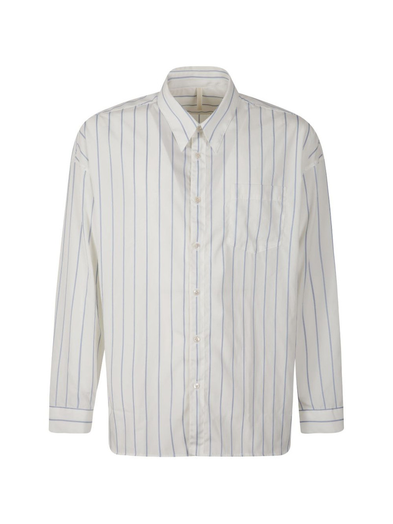 striped-pattern chest-pocket shirt 1