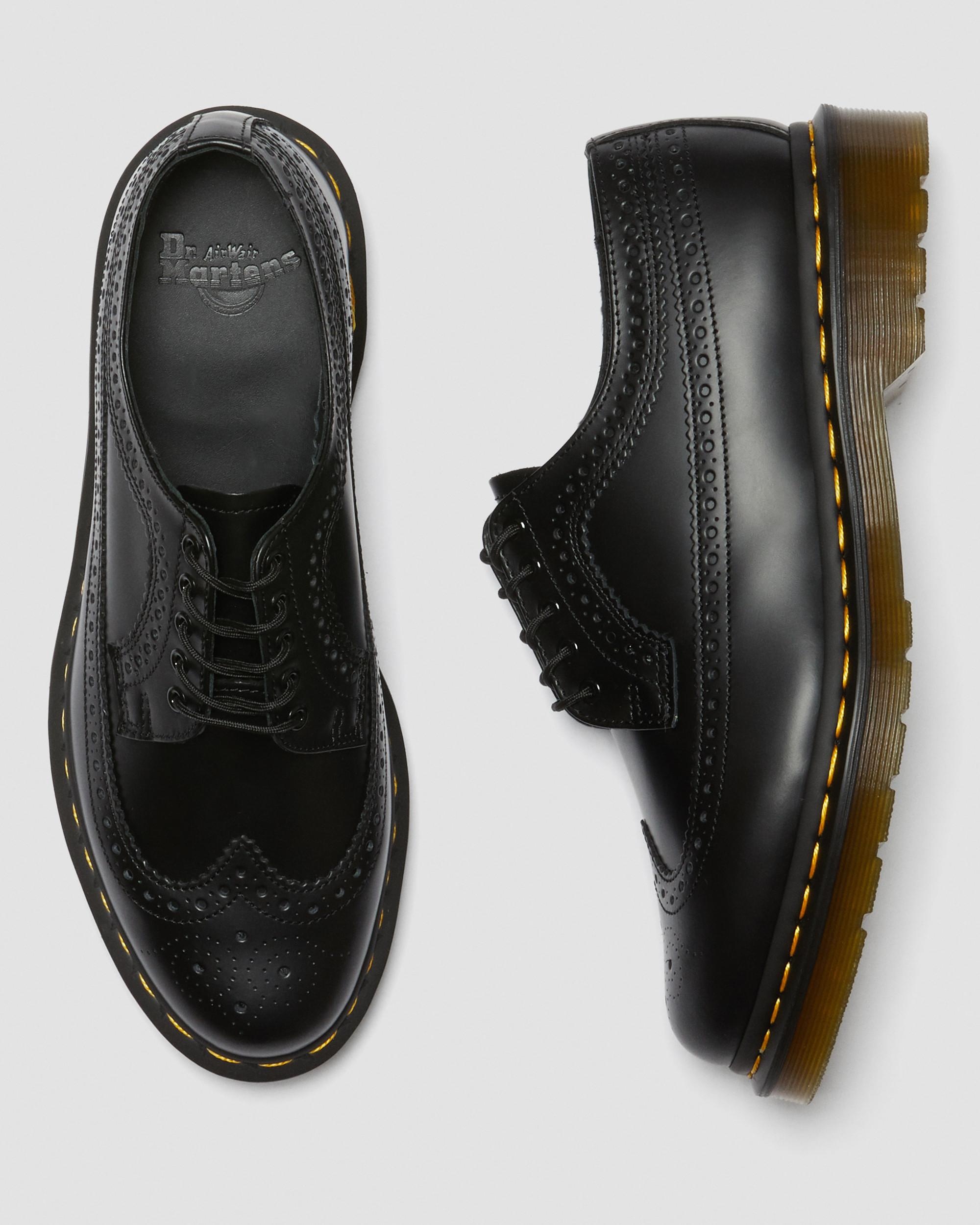3989 Yellow Stitch Smooth Leather Brogue Shoes - 2