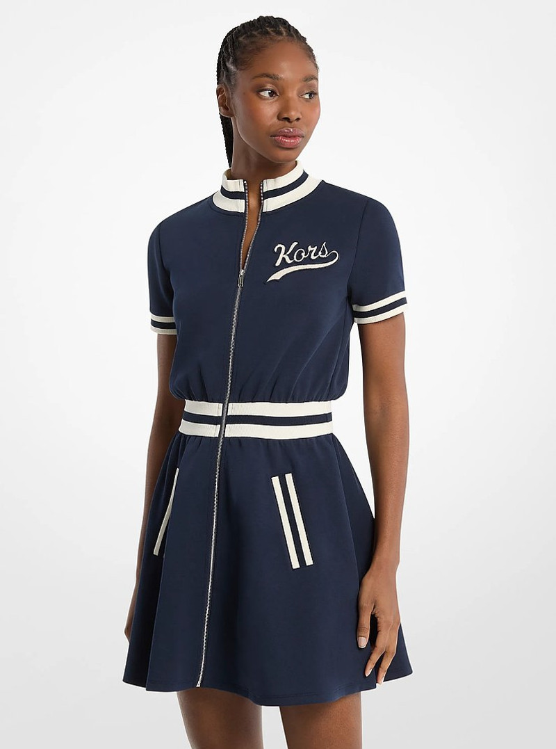 Cotton Blend Zip-Up Mini Dress 1