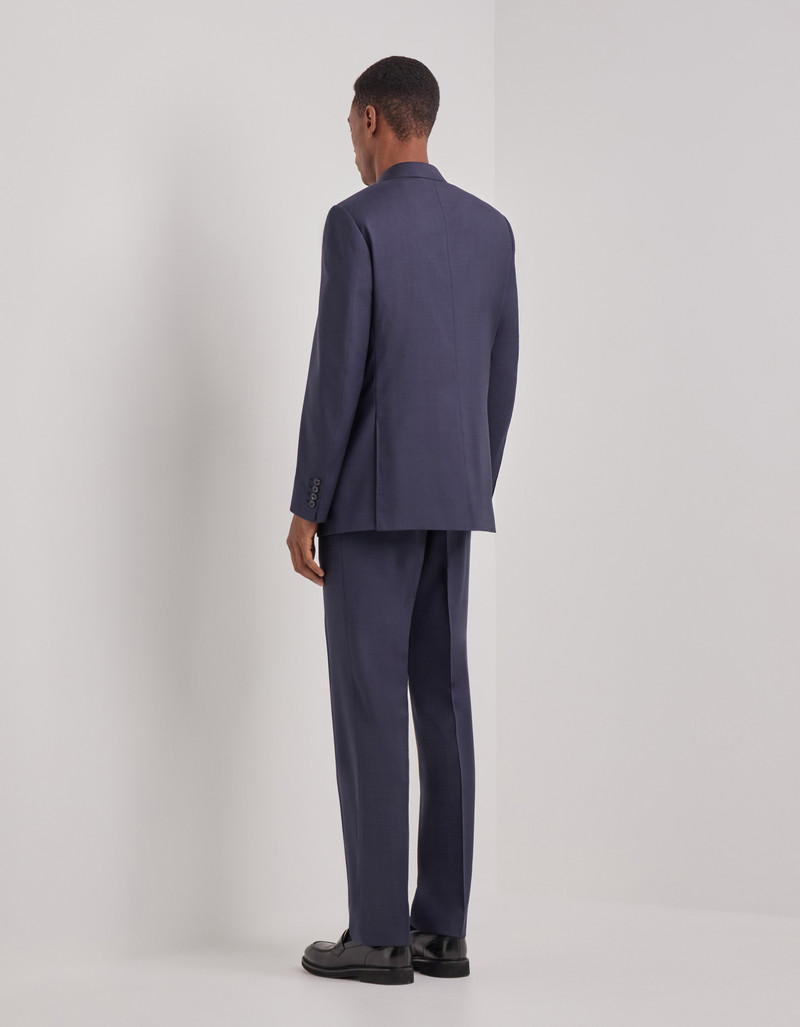 LIGHT BLUE DENIM-EFFECT WOOL REGULAR-FIT SUIT 52