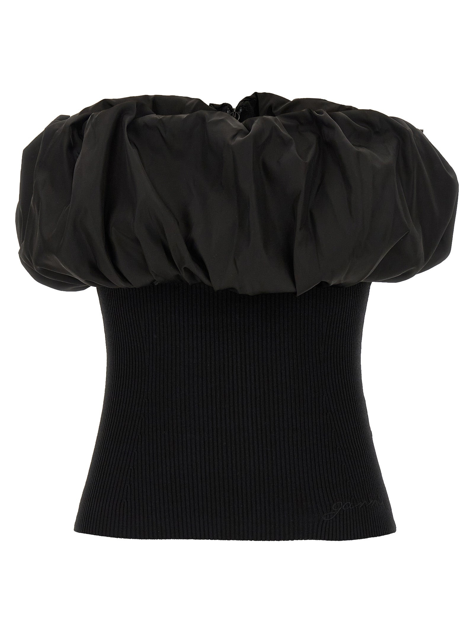 Melange Knit Tops Black - 1