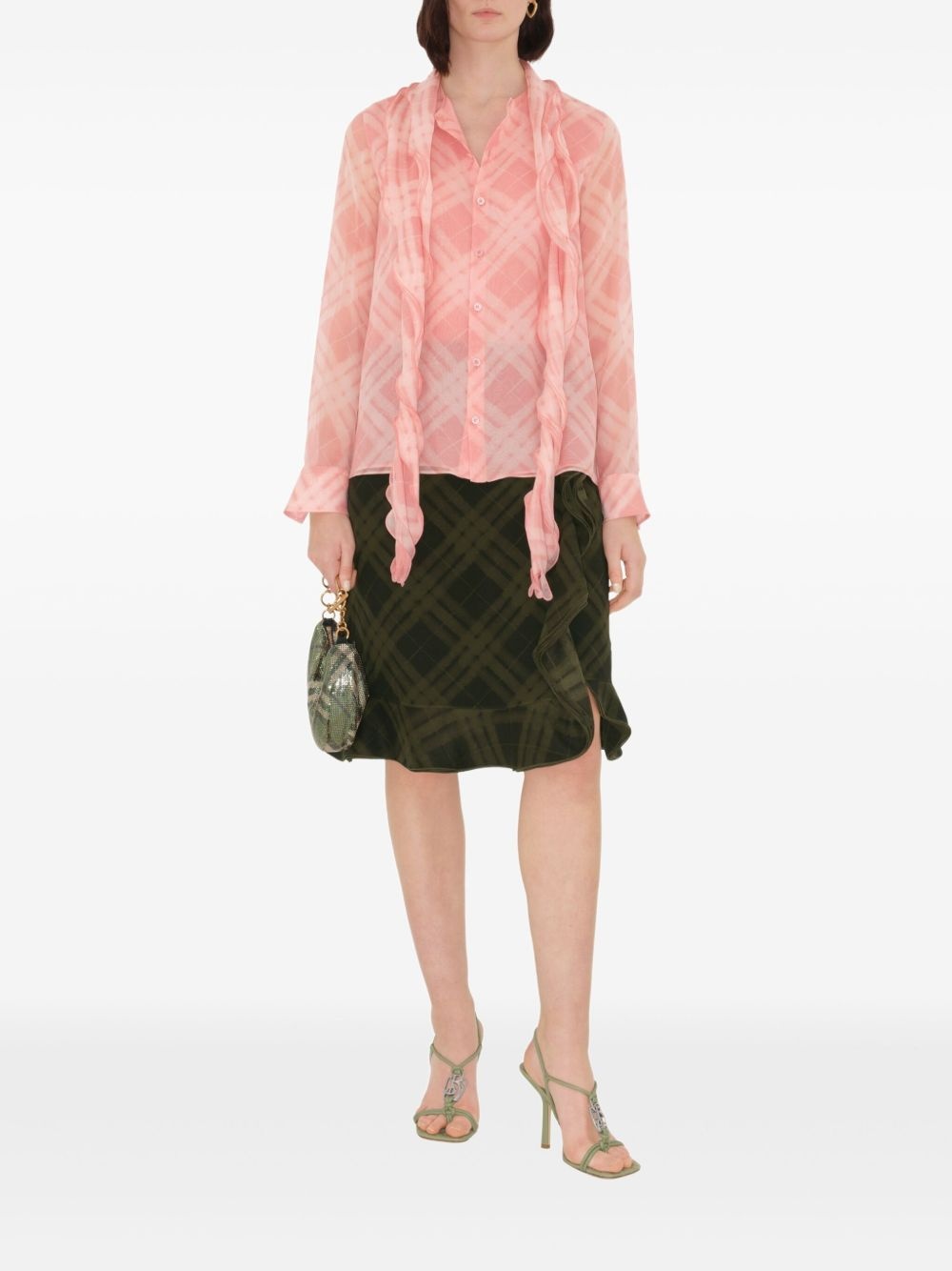 Check Silk Wrap skirt - 2