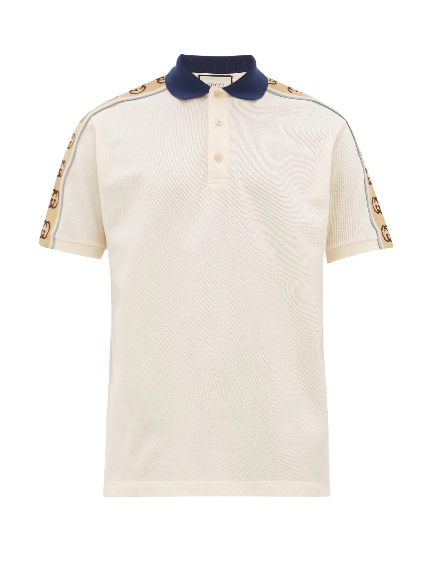 Logo-tape stretch-cotton piqué polo shirt - 1