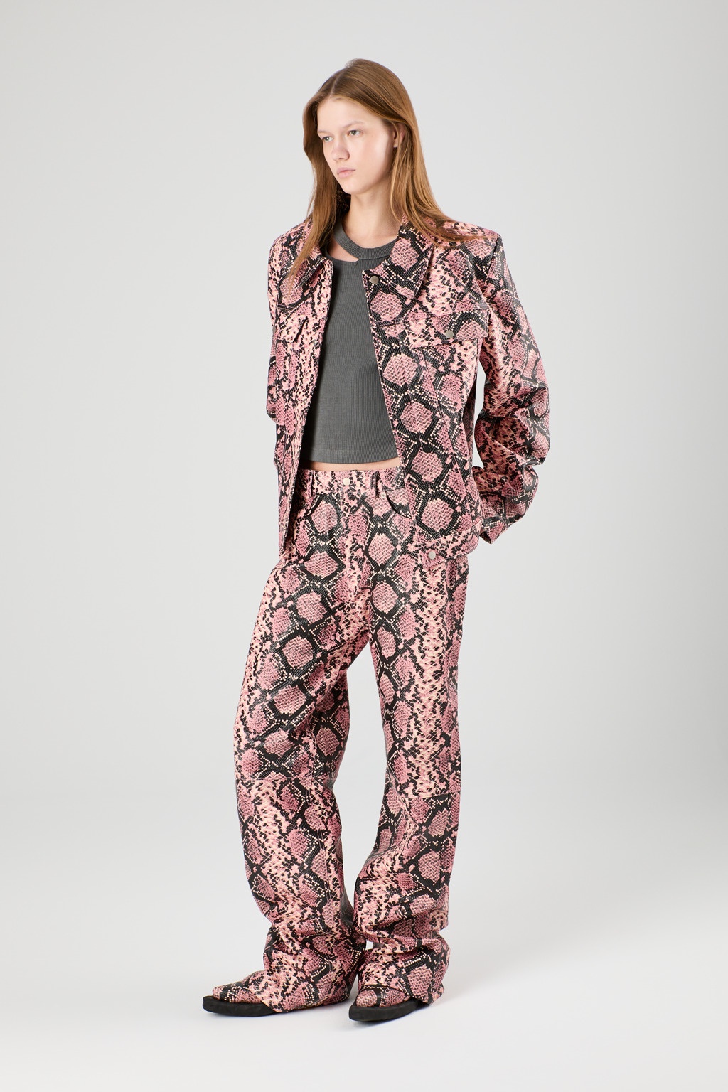 Pink Snake Leather Jacket - 6