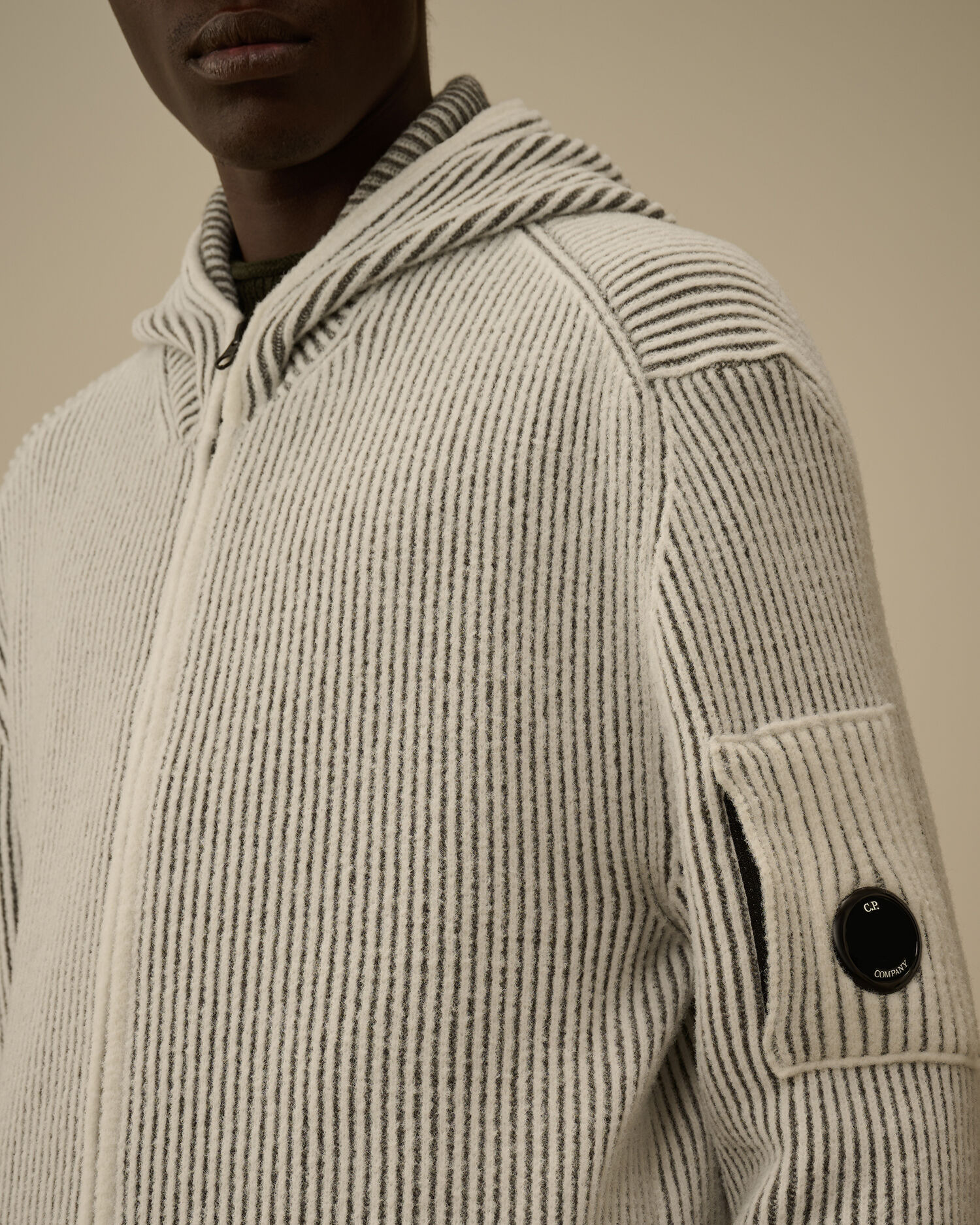 Fleece Knit Hooded Full Zip Sweater - 5