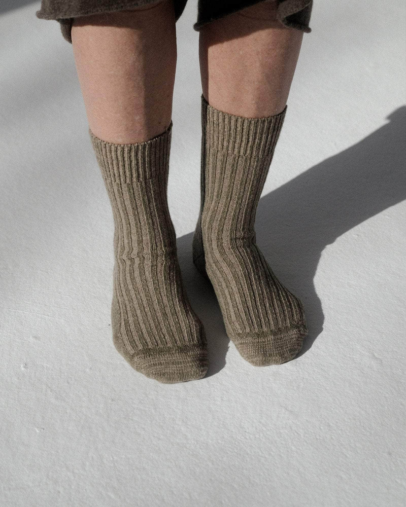 BASERANGE Rib Overankle Socks - Recycled Cashmere Rib outlook
