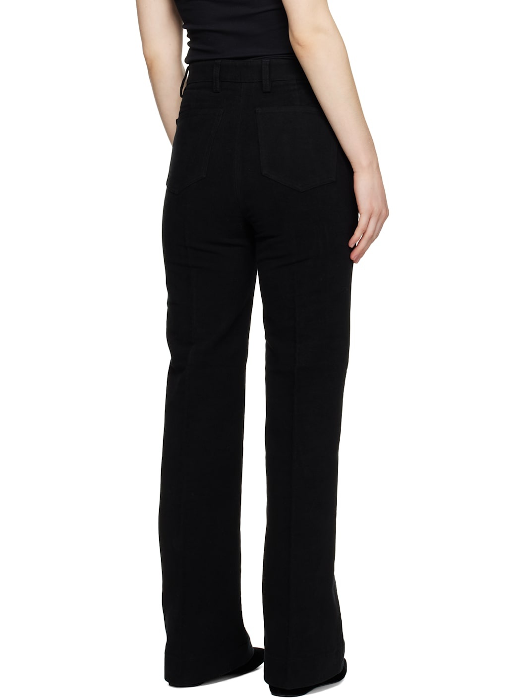 Black Flared Moleskin Trousers - 3