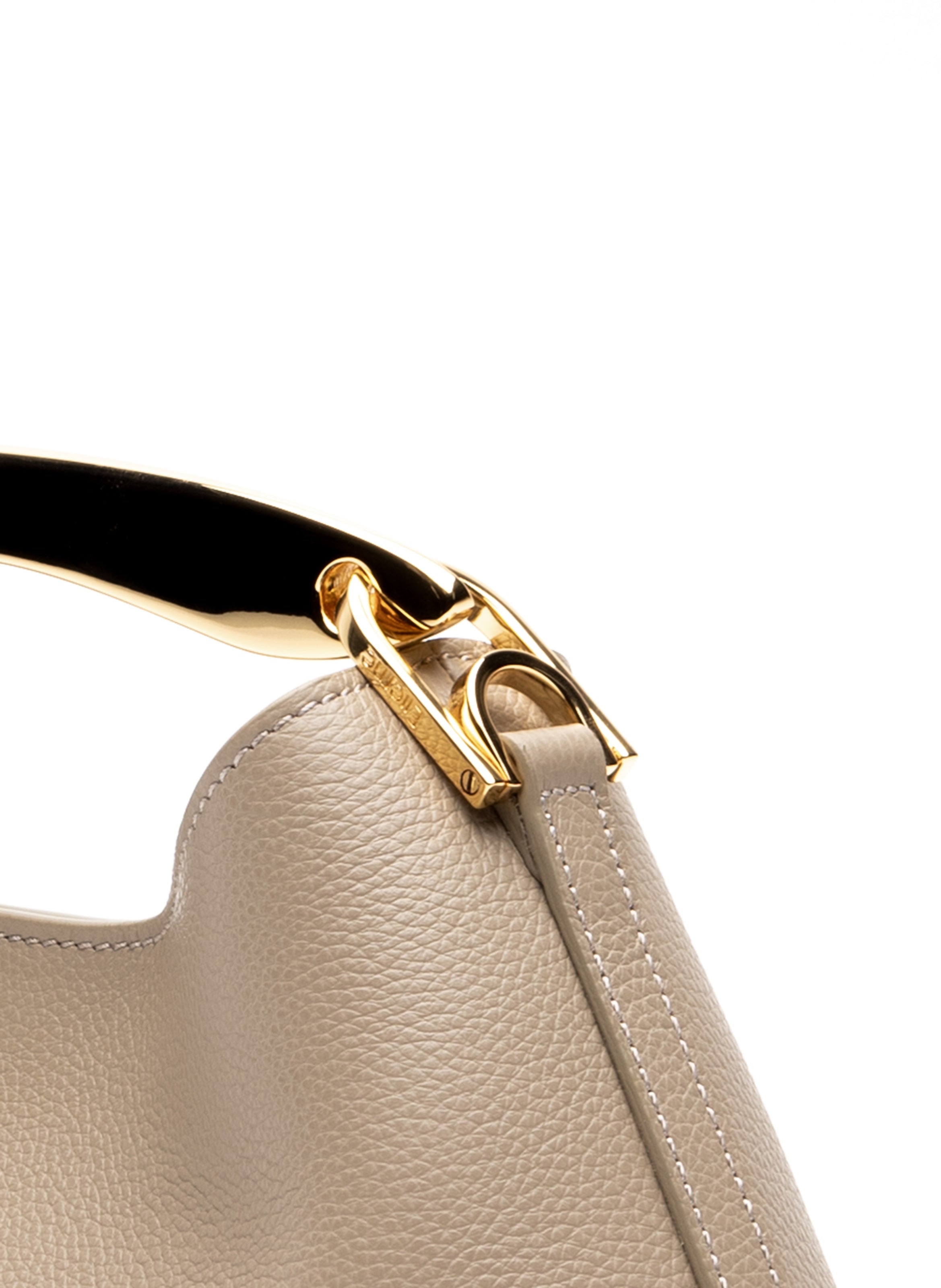 Mini Boomerang Pebbled Leather Taupe - Gold - 4