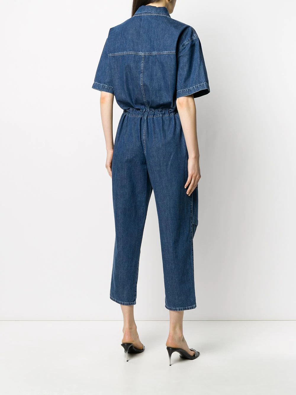 short-sleeve denim jumpsuit - 4