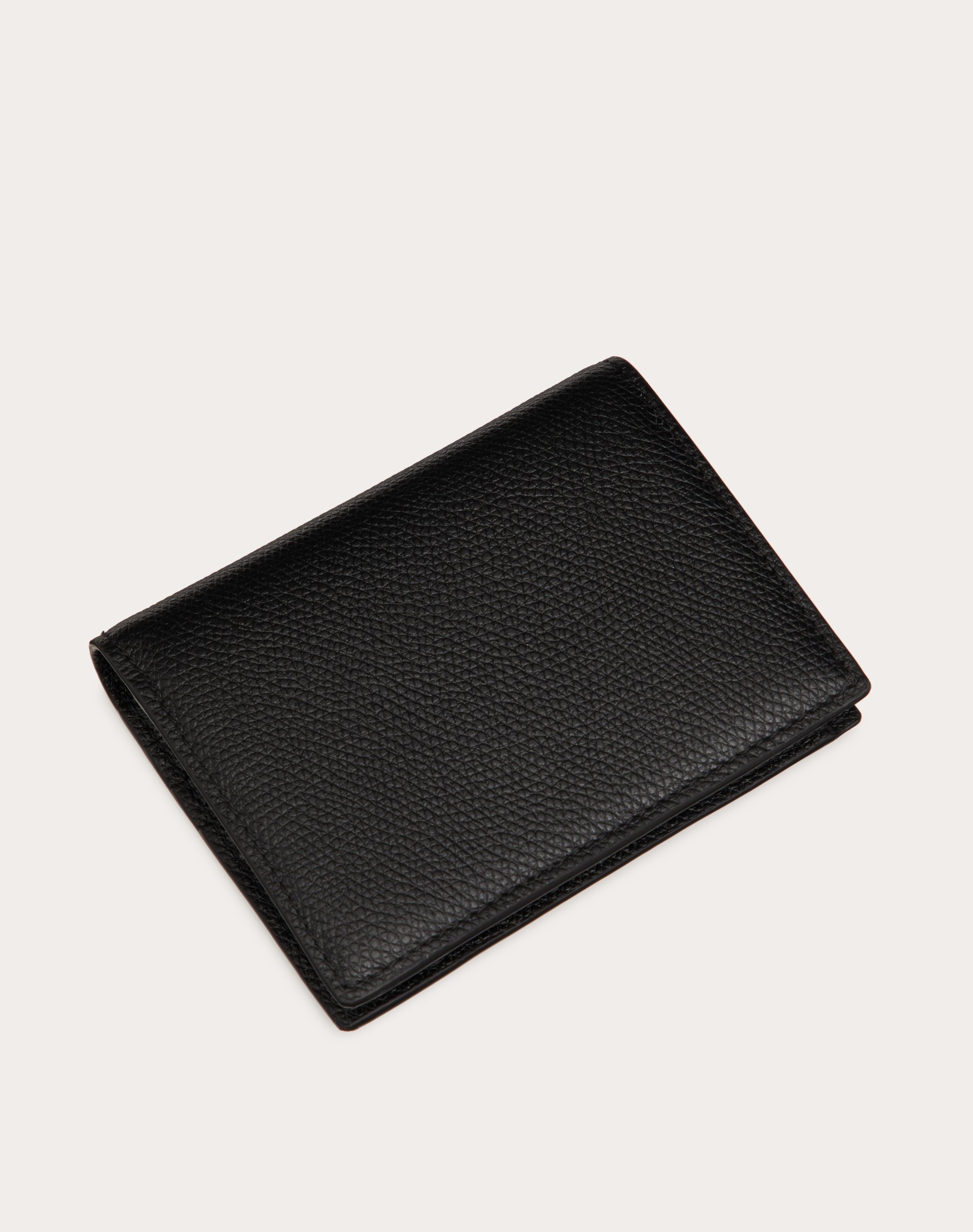折りたたみ財布 VLOGO SIGNATURE COMPACT WALLET IN GRAINY LEATHER Compact Vlogo Signature Grainy Calfskin Wallet for Woman in