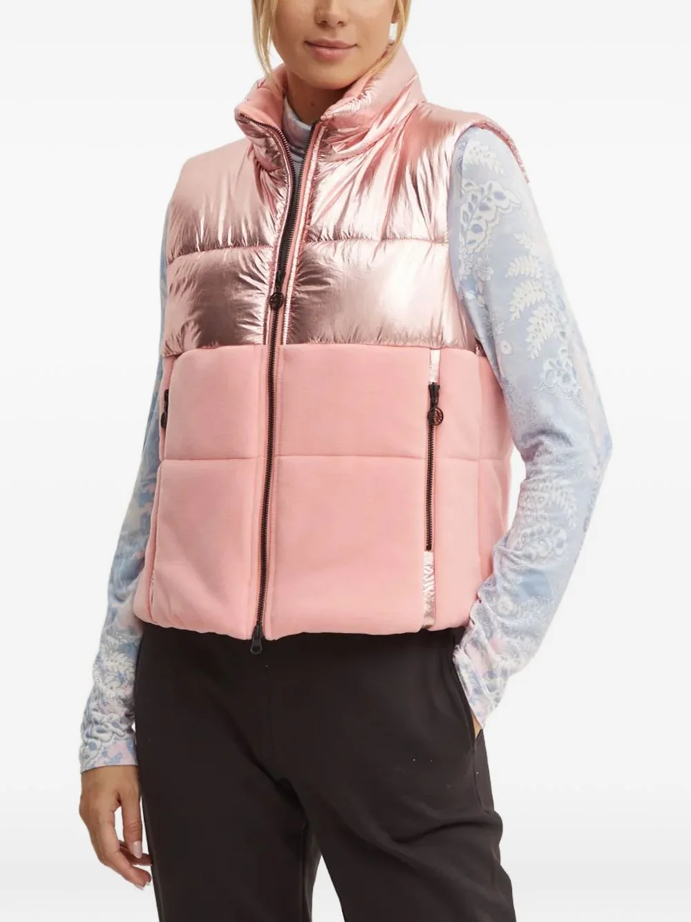 metallic-effect padded gilet - 1