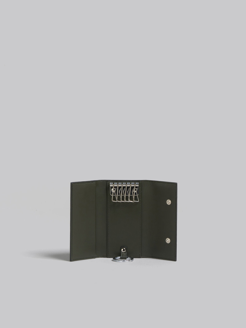 Marni OLIVE GREEN LEATHER KEY WALLET outlook