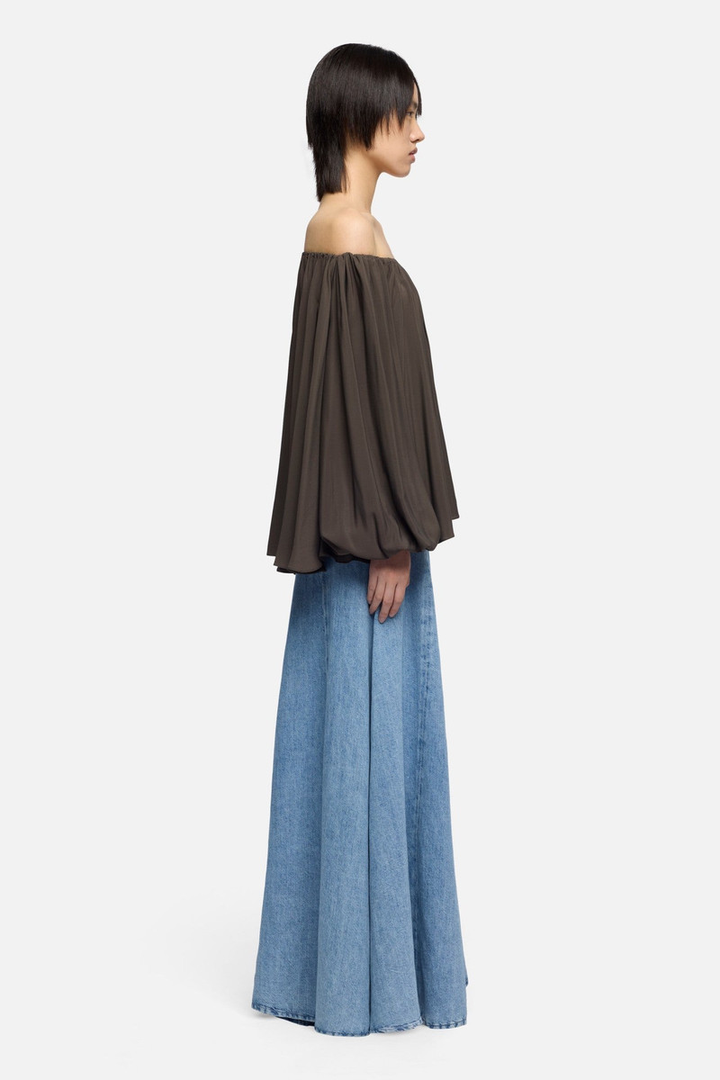 OFF SHOULDER BLOUSE in Silk Brownie 6