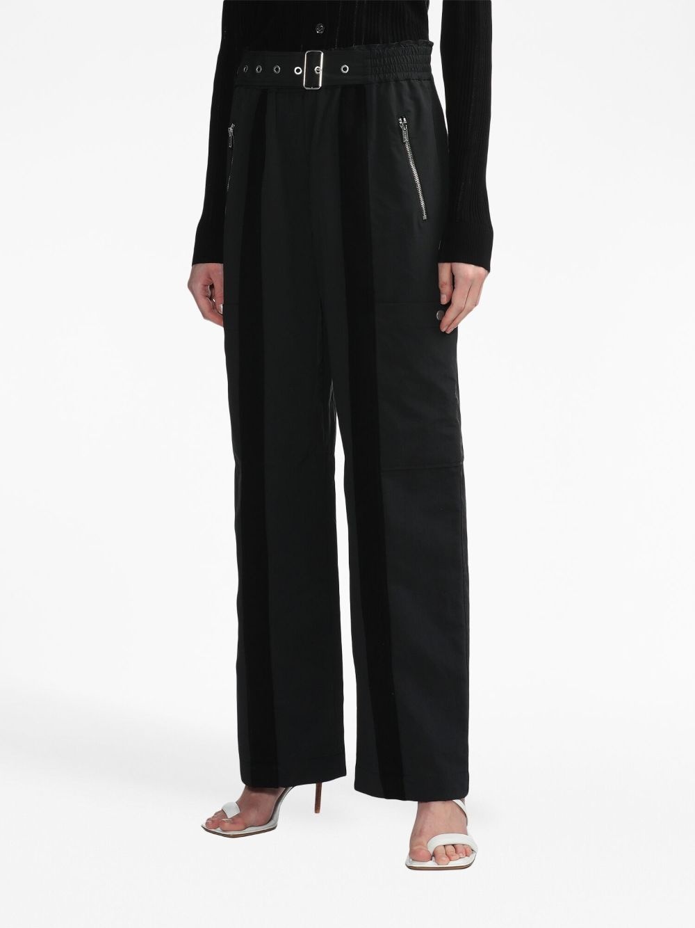 high-waisted wide-leg belted trousers - 3
