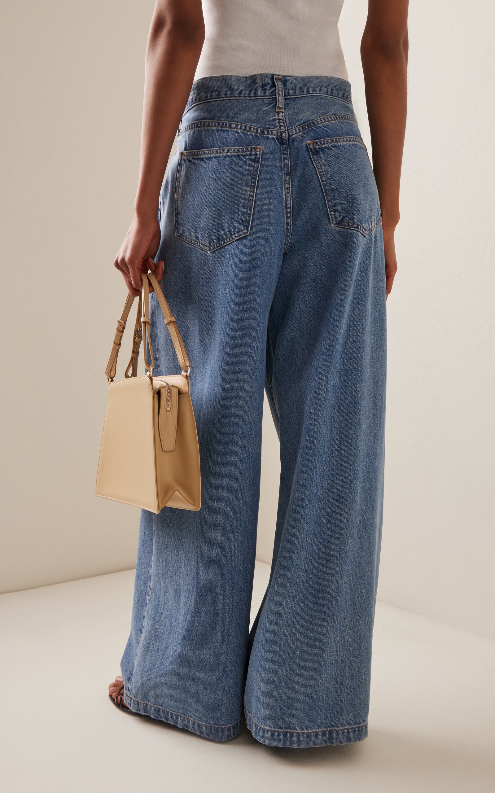 Ellis Pleated Denim Wide-Leg Trousers medium wash - 4