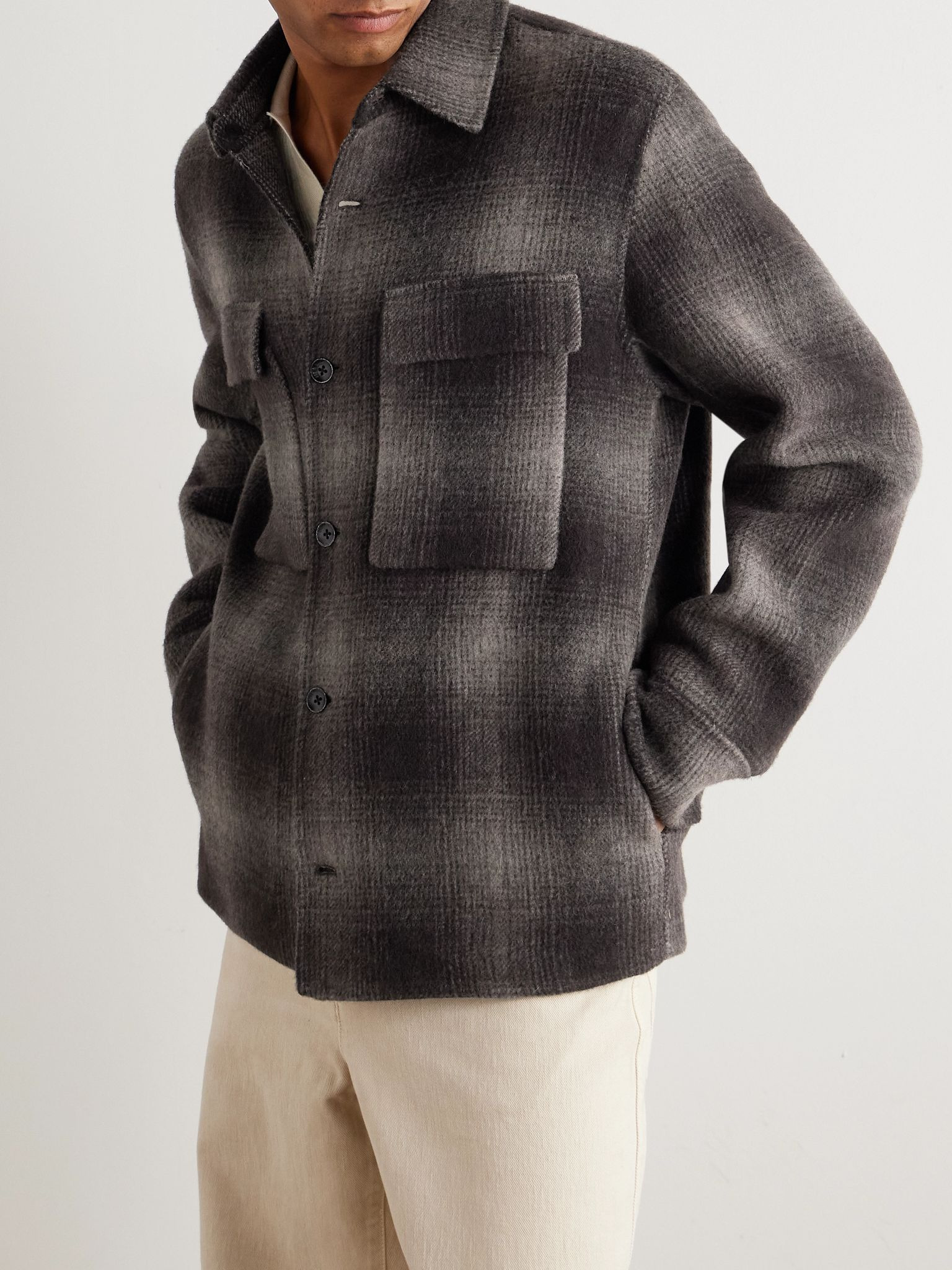 Austin Checked Wool-Blend Shirt Jacket Brown - 3