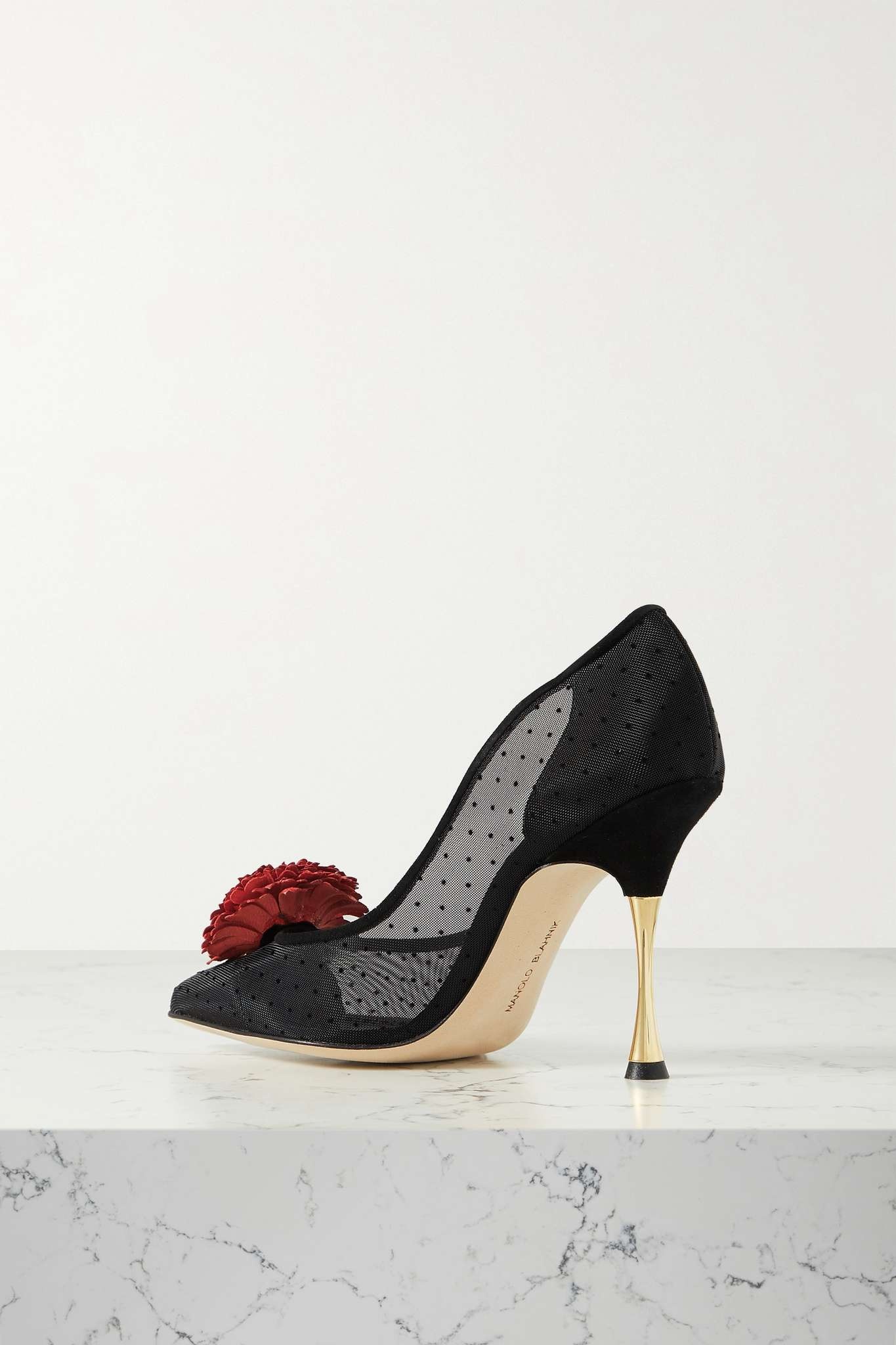 Sohemia 105 pompom-embellished point d'esprit mesh pumps - 3