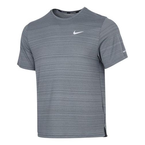 Men's Nike Dri-fit Miler Running Training Sports Short Sleeve Smoke Grey T-Shirt 'Gray Silver' CU599 - 1